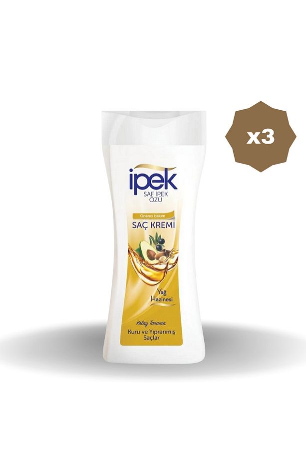 İPEK KURU VE YIPRANMIŞ SAÇLAR İÇİN YAĞ HAZİNESİ SAÇ KREMİ 480 ML - (3 ADET) - 1