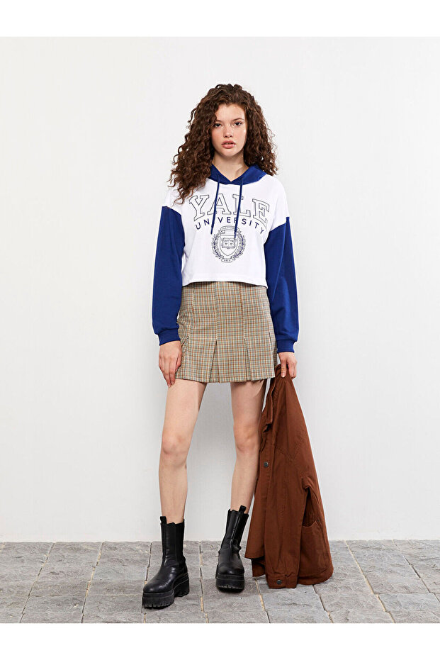 Lcw Vision White Hooded Printed Long Sleeve Women's Sweatshirt