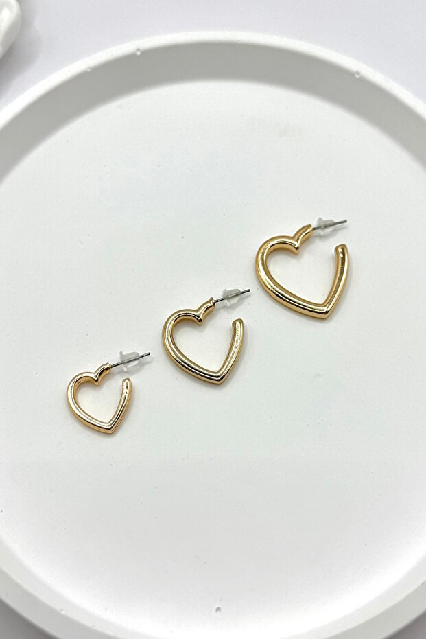 Women's Earrings 3 Row Size Cut Out Heart Earrings
