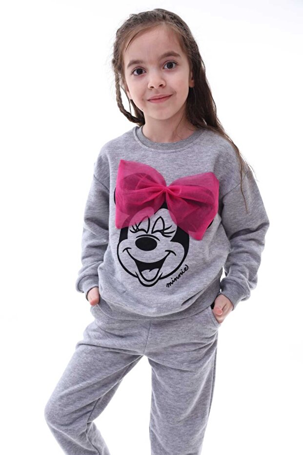 Kız Çocuk Minnie Mouse Pamuklu Alt Üst Eşofman Takımı - 5