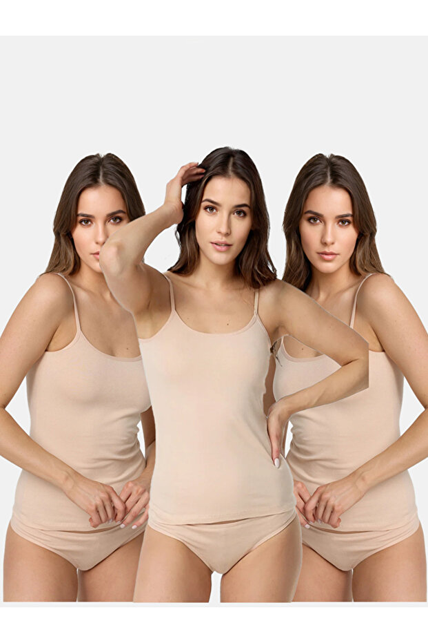 Novelle 3'lü Basic Pamuk Ip Askı Atlet - 1