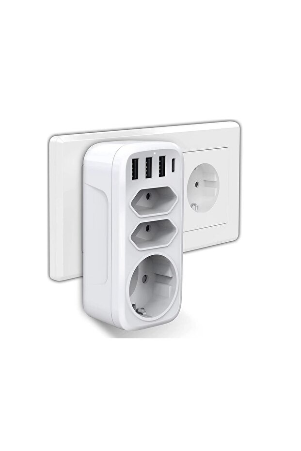 7'si 1 arada çoklu priz, USB priz, Type-C + 3 Usb'li Çoklu Priz, - 2