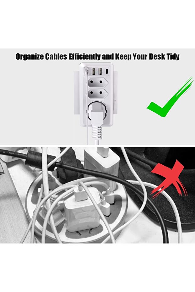 7'si 1 arada çoklu priz, USB priz, Type-C + 3 Usb'li Çoklu Priz, - 4