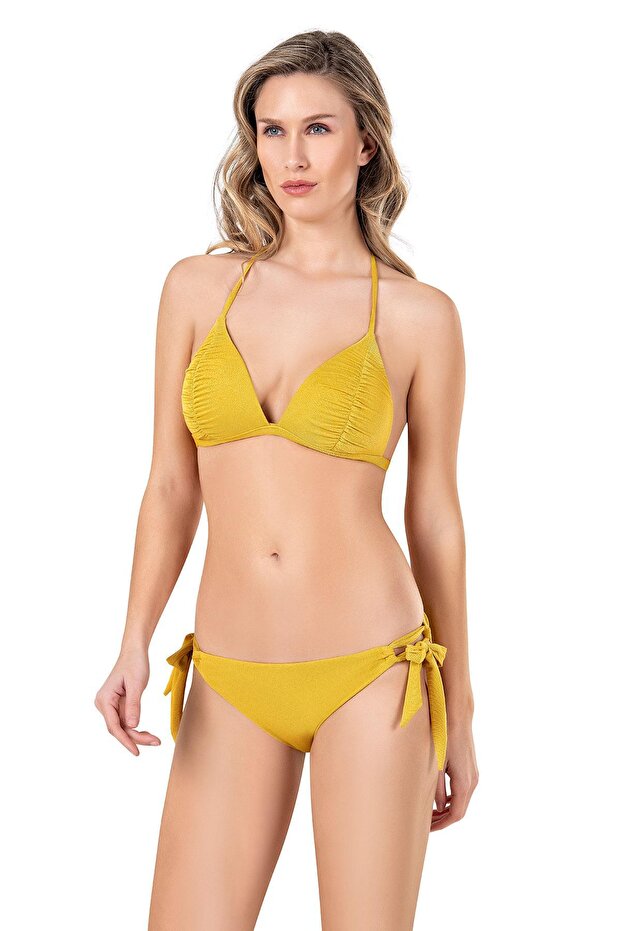 Women's Half Padded Triangle Mustard Bikini Set
