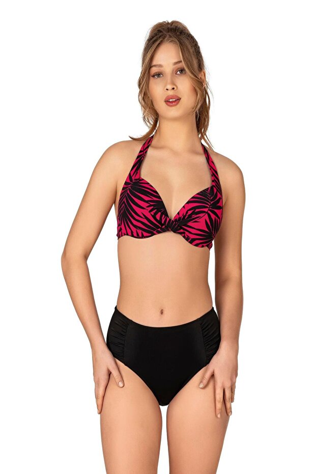 مجموعة بيكيني نسائية مدعمة بنمط أوراق الشجر - 1