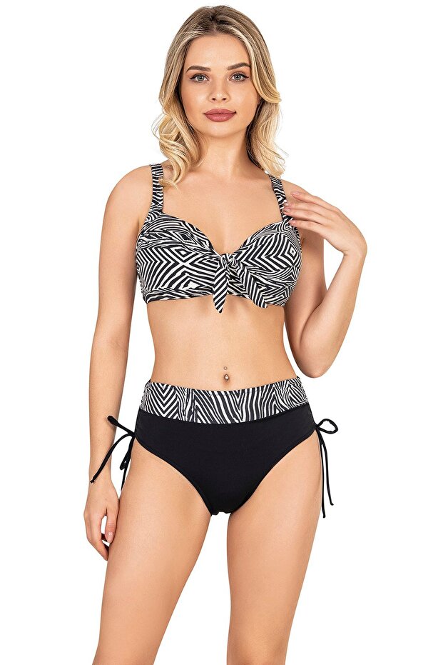 Women's Plus Size Supported Zebra Pattern Bikini Set
