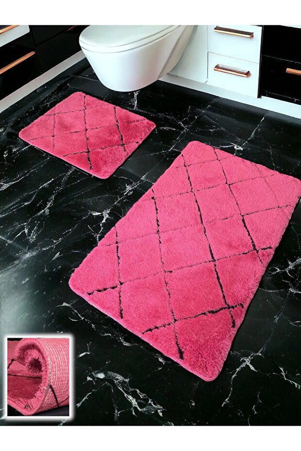 Savera Fuchsia 2-Piece Bath Mat (60X100 50X60 cm)