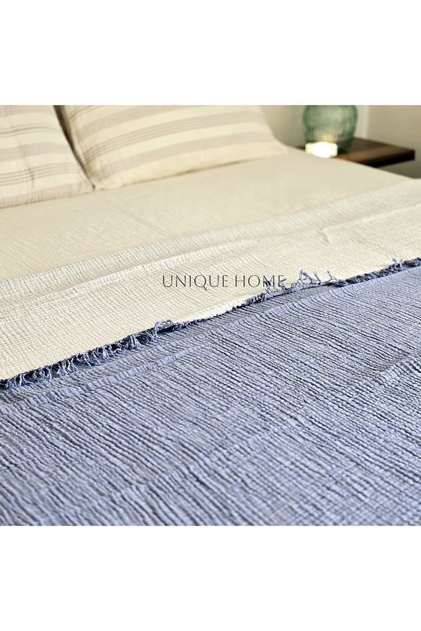 Lacivert %100 Pamuk Çok Amaçlı Müslin Örtü / Tek Kişilik 170x240 - 3
