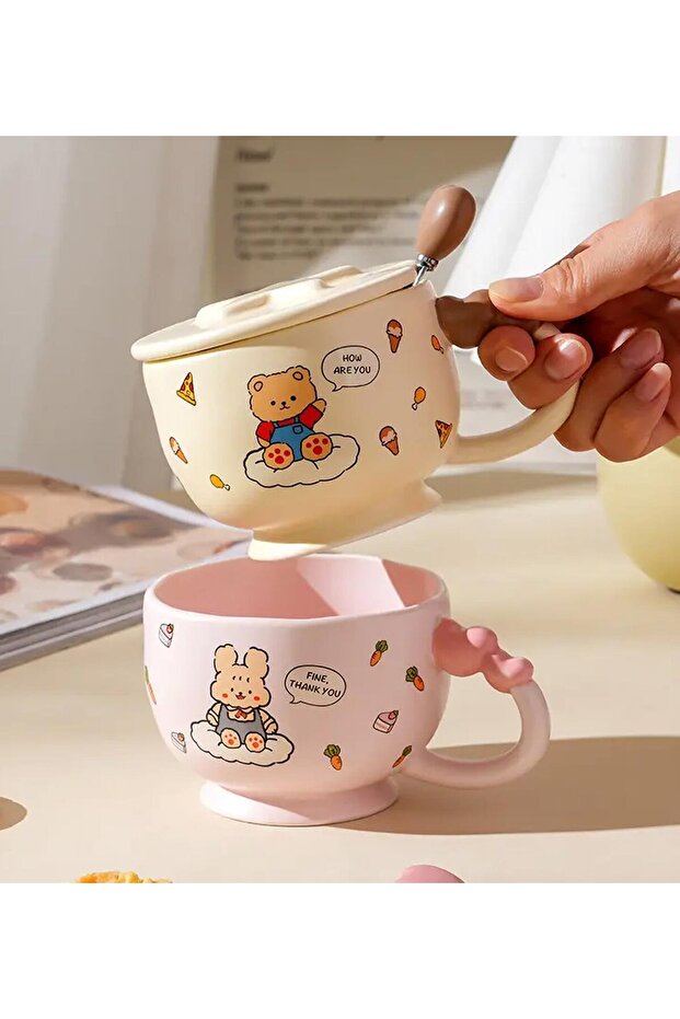 Sevimli Hayvan Figürlü Kapaklı Kupa - 3