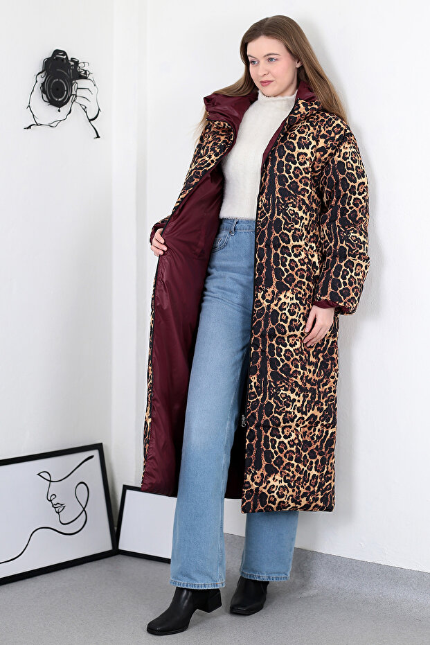 leopar çift taraflı mont - 5