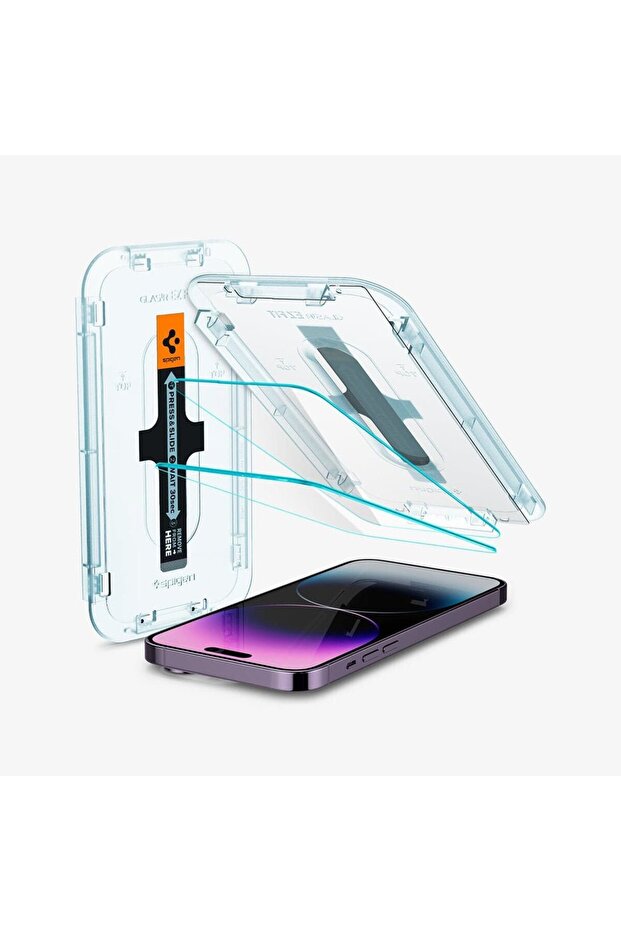 Spigen iPhone 14 Pro Max Cam Ekran Koruyucu Kolay Kurulum GLAS.tR EZ Fit Slim HD (2 Adet) - AGL05202