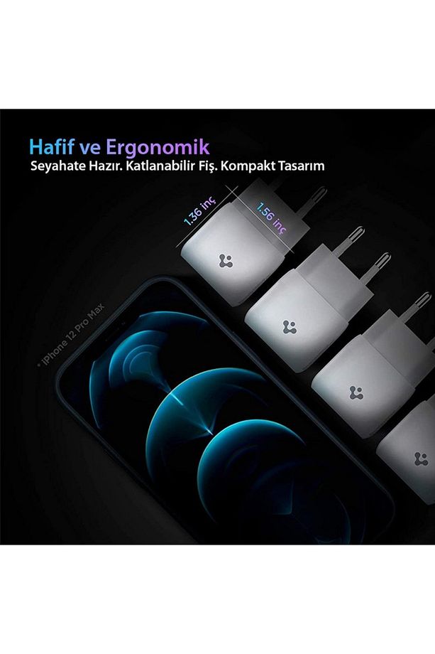 30W GaN USB-C Adaptör Hızlı Şarj Aleti iPhone&Android&iPad&MacBook Type-C PE2008 White - ACH02077 - 3