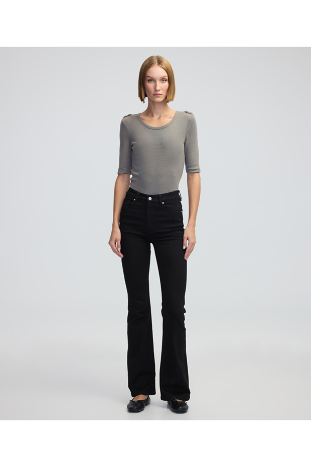 Düğmeli basic tişört - 2