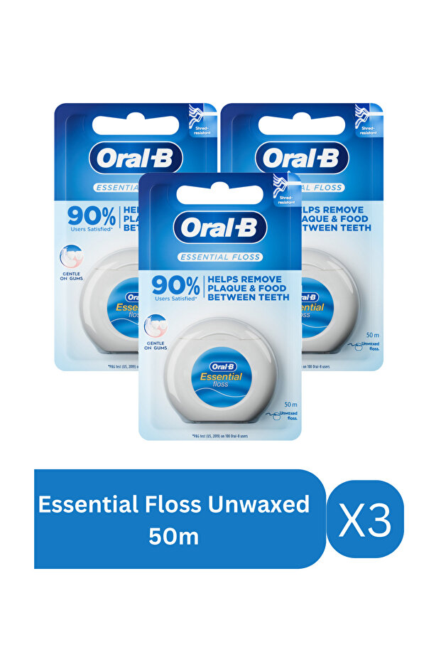 Dental Floss | Essential Floss Unwaxed | 50 m | 3 pcs