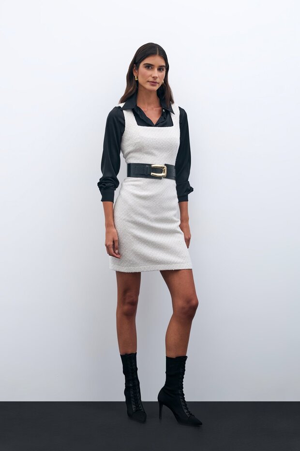 Mini Tüvit Elbise - Taş - 2