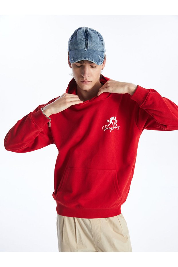 Men's Long Sleeve Printed Thick Hoodie