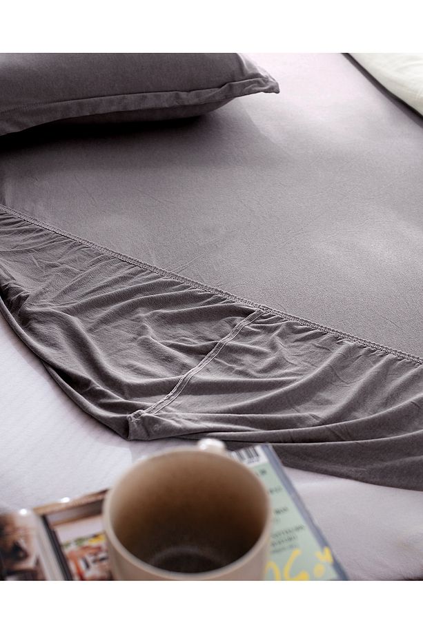 Bobigny Çift Kişilik Pamuklu SuperSoft Comforter Set - Antrasit - 8