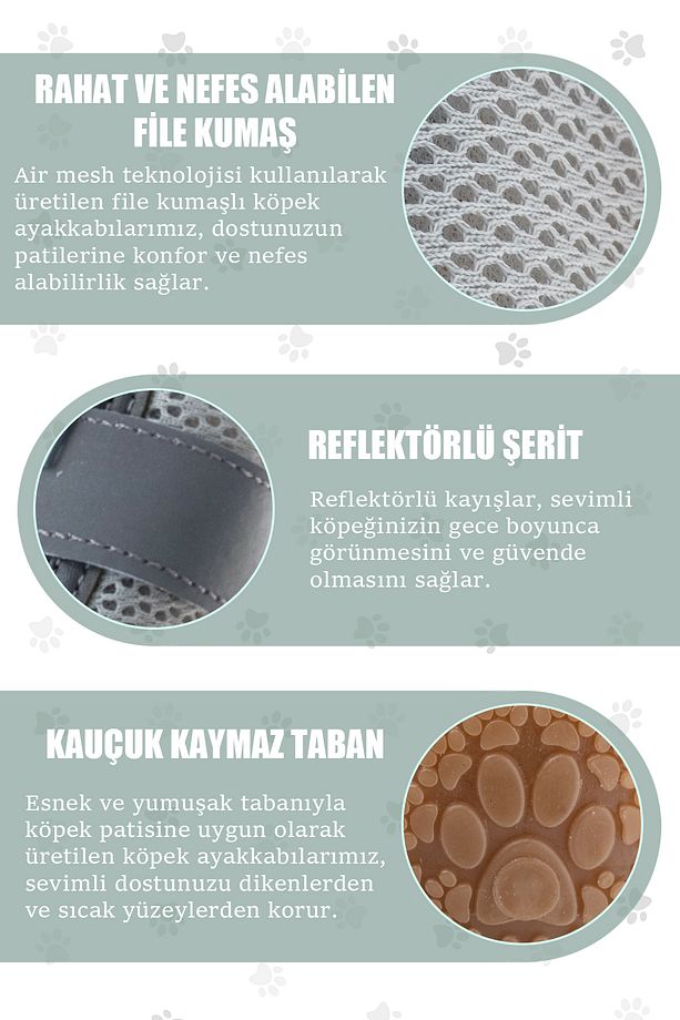 Köpek Ayakkabısı - Reflektörlü, Fermuarlı Köpek Ayakkabısı - Kaydırmaz Kauçuk Taban Köpek Ayakkabısı - 8