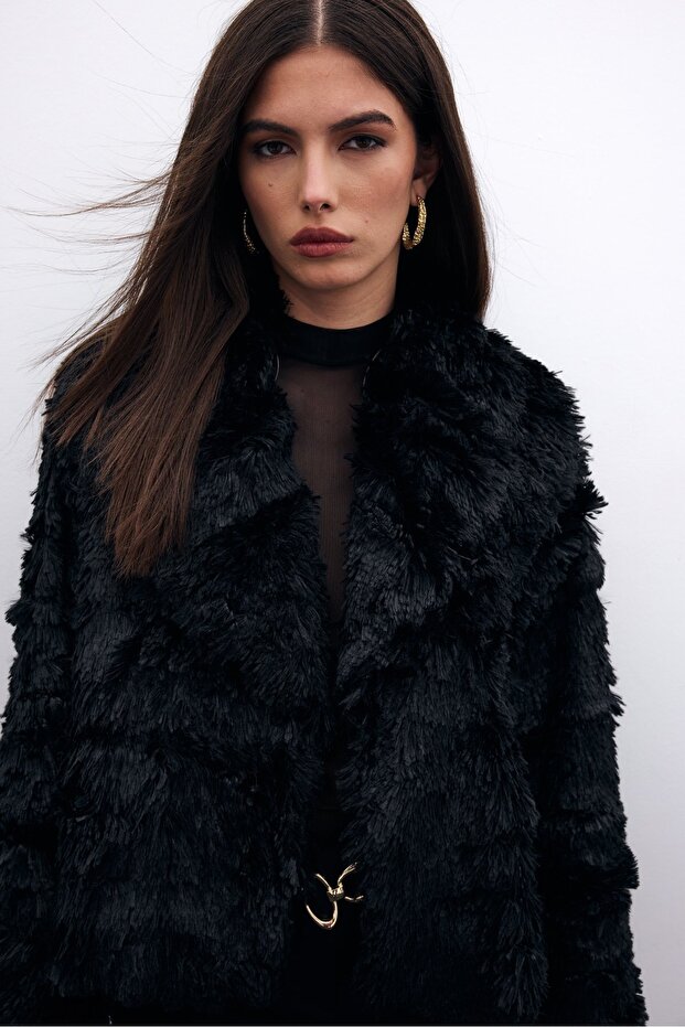 سترة قطيفة سوداء - طية صدر السترة - 3