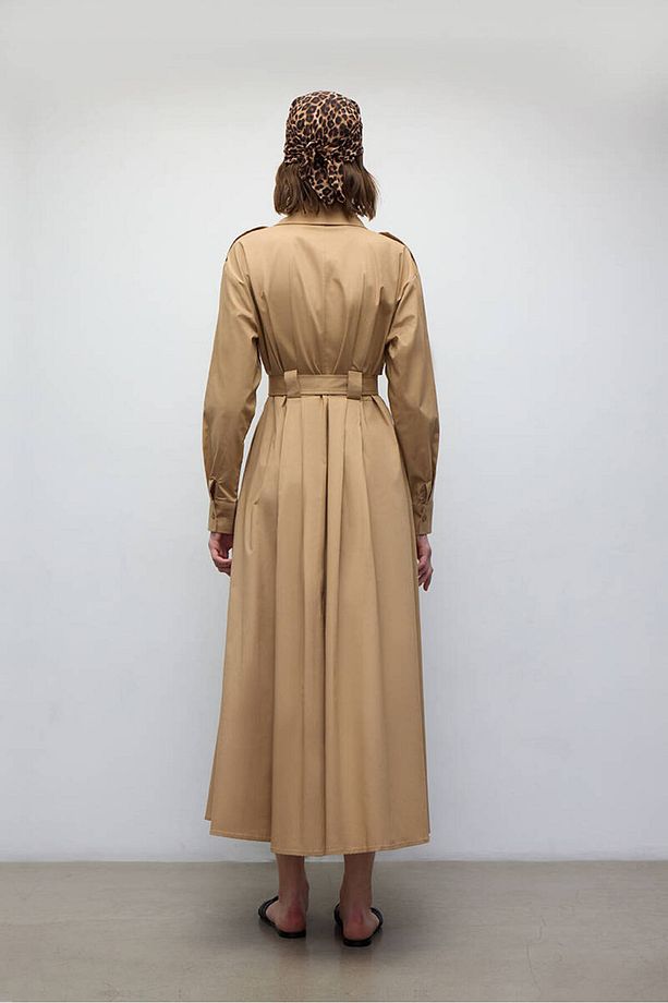 CAMEL PAMUKLU TRENÇ ELBİSE - 2