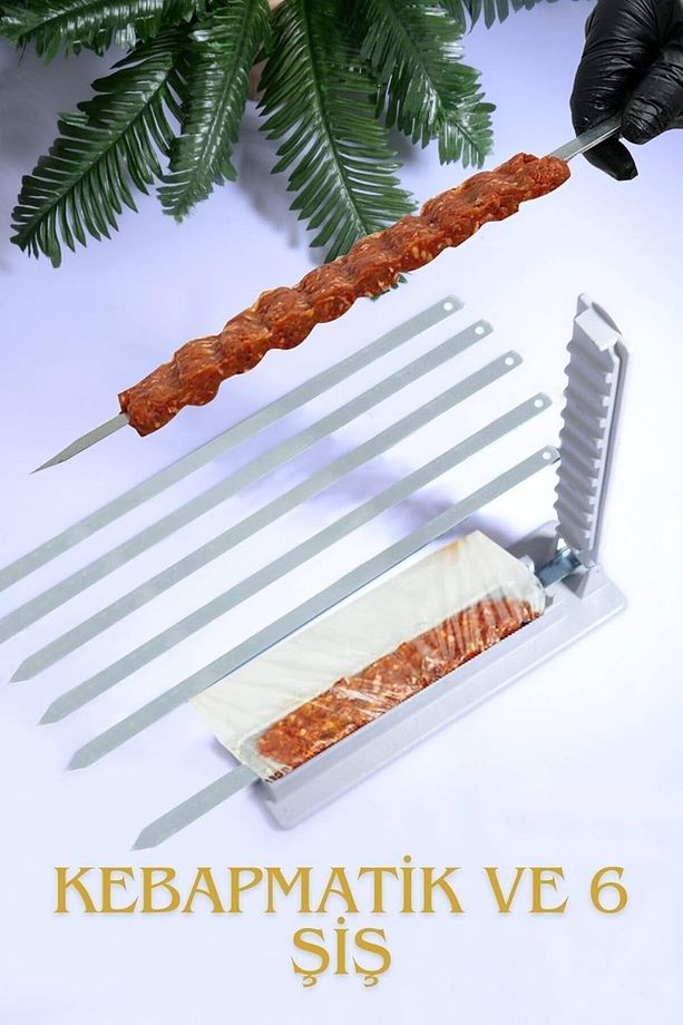 Diyarı 6 Adet Şiş Ve Kebapmatik Adana Urfa Kebap Kalıbı Aparatı Pratik Hızlı Kebap Makinesi Kutusu - 1