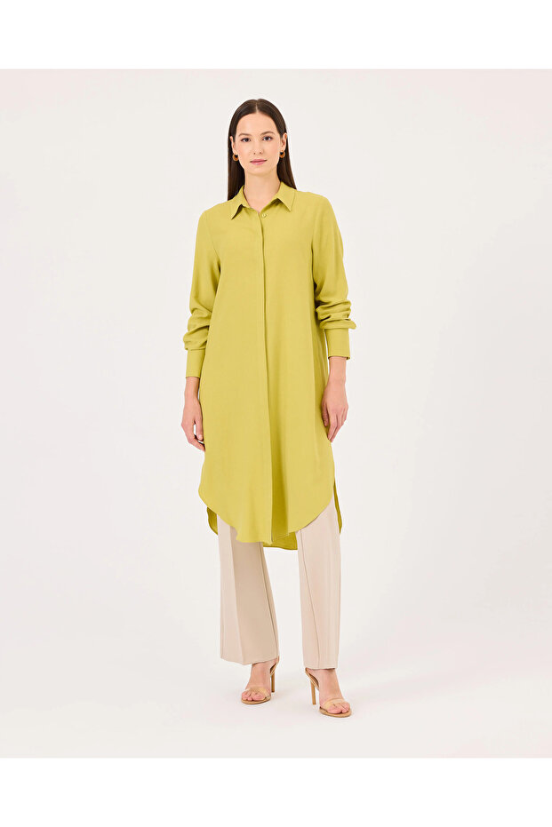 Gömlek Yaka Düğmeli Tunik - 1