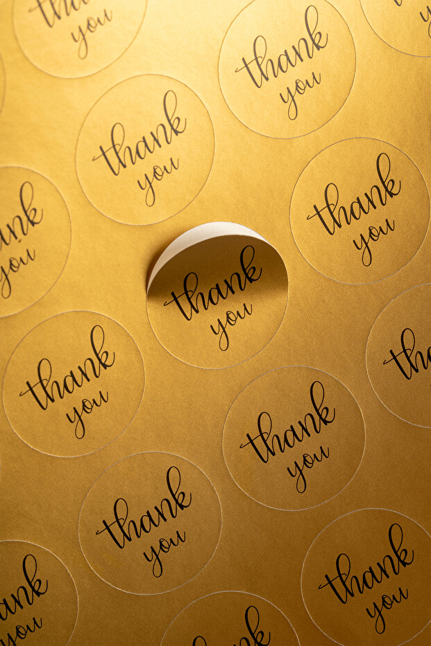 Gold Thank You Sticker 3x3 Cm 100 Pieces