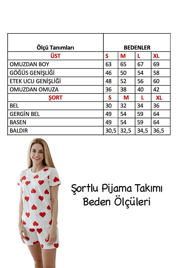 %100 Pamuk Kalpli Şortlu Kadın Pijama Takımı - 5