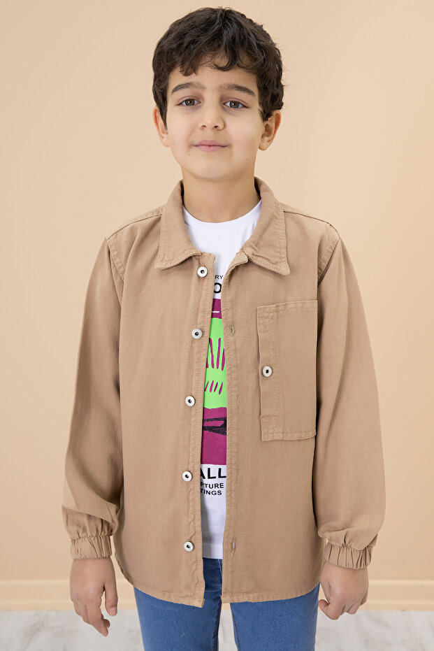 Boy's Coffee Printed T-Shirt Jean Shirt 2-Piece Set 20032