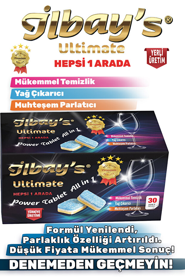 Ultimate All in 1 Dishwasher Tablet 30 Tablets (100% Water Milling Film)