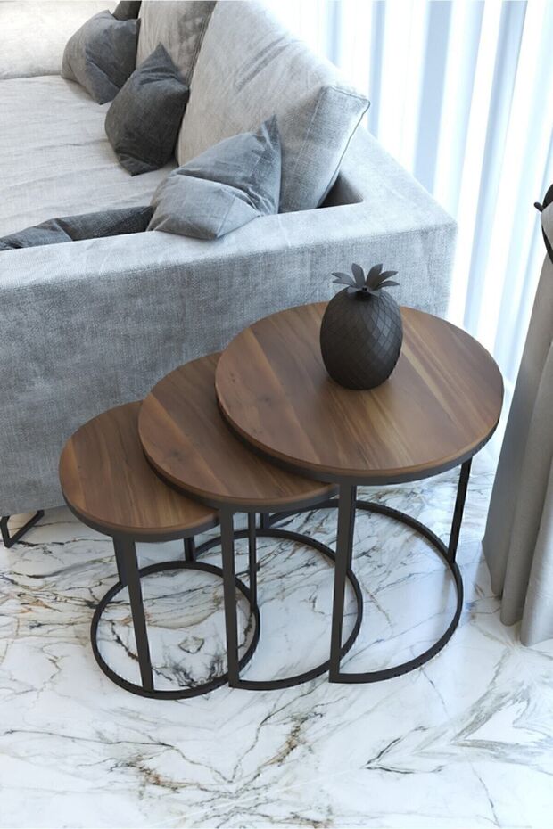 Ecol 3lü Zigon Sehpa - Ceviz - 4