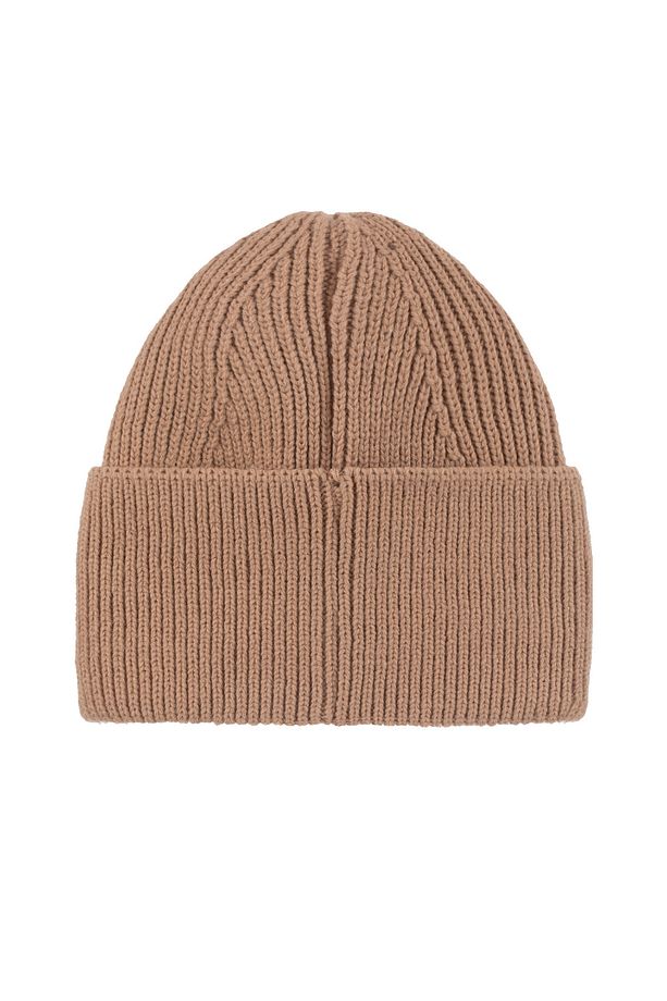 Unisex Camel Akrilik Logolu Yumuşak Triko Bere Esnek Basic Çift Katlamalı Kışlık Fitilli Mali - 4