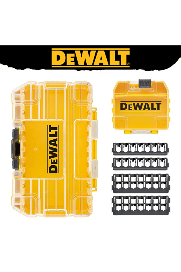 مجموعة أدوات ديوالت DT70801 وDEWALT TSTAK DT70801+، علبة تخزين صغيرة صفراء متينة لحفظ البراغي والقطع الصغيرة، قابلة للتكديس
