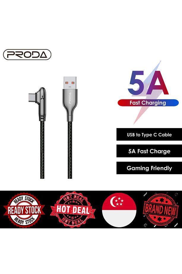 30 Watt Oyuncu Şarj Kablosu Usb Type-C 5.0 Amper 90 Derece Halat Kablo - 4