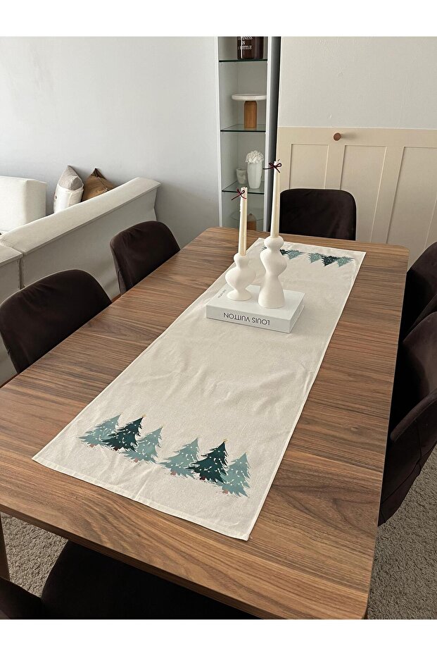 Çam baskılı ham bez runner - 3