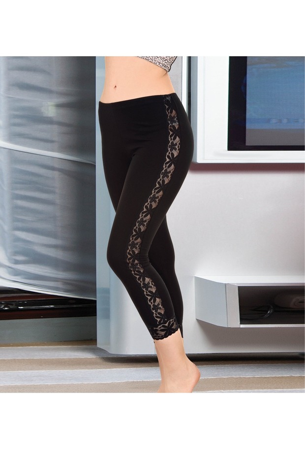 Women's Long Leggings with Lycra Lace Stripe