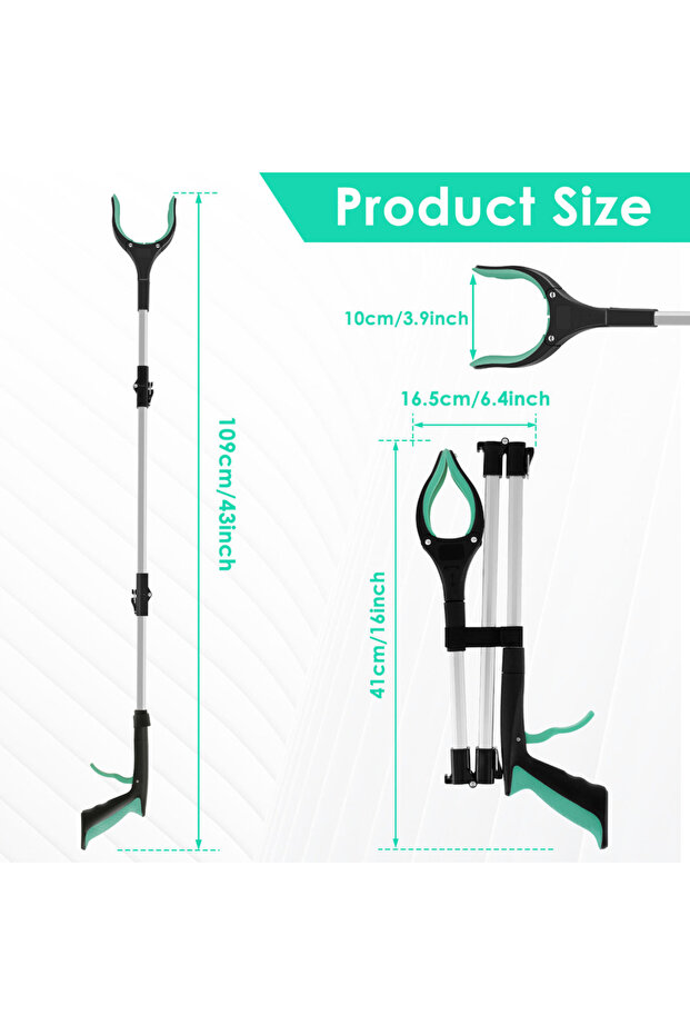 green Foldable Gripper Extender Hand Tools Litter Reachers Picker Portable Collapsible Garbage Grabb