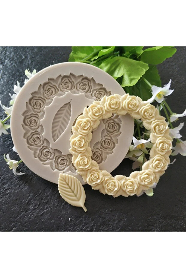 قالب كيك سيليكون على شكل وردة من قطعة واحدة باللون البيج، قالب شوكولاتة DIY، إطار صورة، قالب خبز السكر