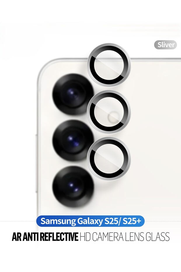 واقي عدسة فضي مضاد للانعكاس ومضاد للانعكاس متوافق مع هاتف Samsung Galaxy S25 Plus