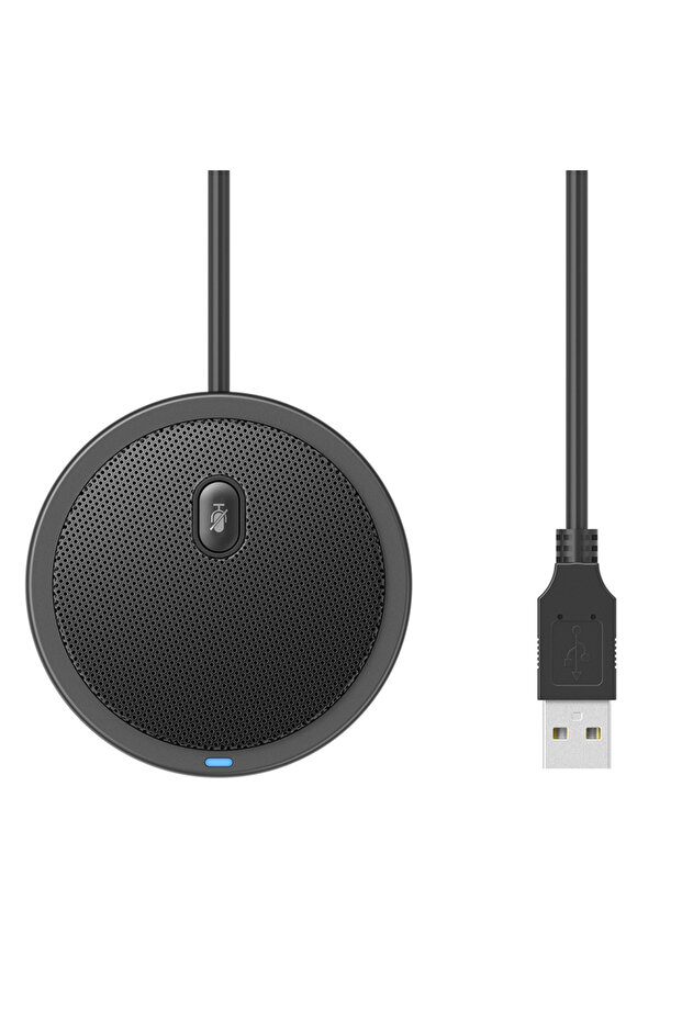 ميكروفون مكثف متعدد الاتجاهات USB UM02 أسود اللون للاجتماعات والمؤتمرات التجارية والكمبيوتر