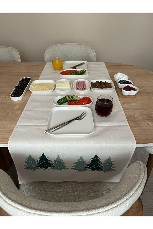 Çam baskılı ham bez runner - 6