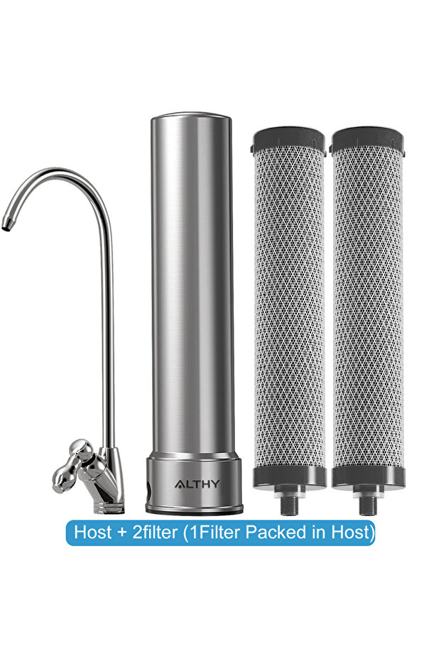 Host and 2xFilter ALTHY U200PRO Kitchen Under Sink Drinking Water Filter Purifier 5 in 1, Stainless