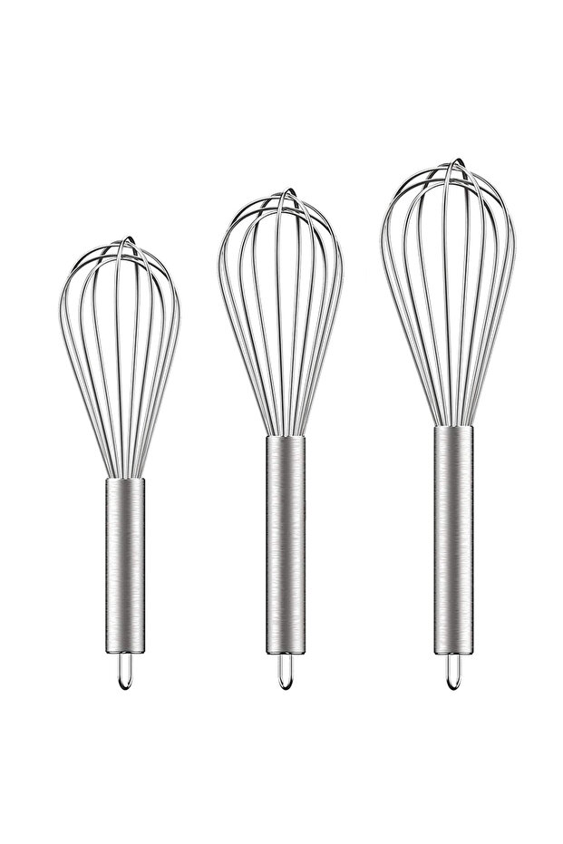 3 Pack Stainless Steel Whisk Set 6 Wire Whisks 8/10/12 Inch Kitchen Balloon Whisks With Stainless...