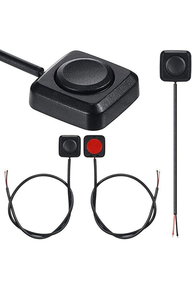 مفتاح تشغيل وإيقاف مؤقت من البلاستيك الأسود 12 فولت 24 فولت مفتاح زر صغير مثبت على السطح - 2