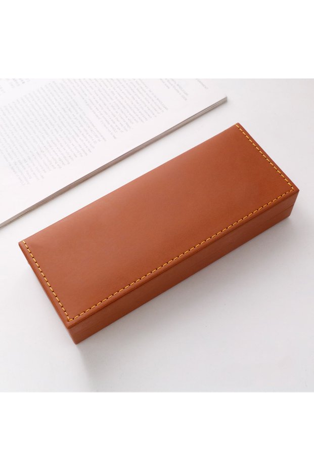 Brown Luxury Fountain Pen Box Gifts PU Leather Business Office Pen Holder for Metal Ballpoint Pencil