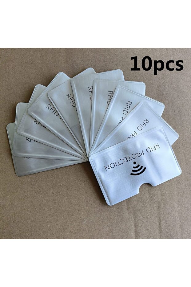 1 حزمة من 10 قطع من محفظة بنك ذكية من الألومنيوم مزودة بخاصية حجب RFID، حامل بطاقات بسيط لحماية RFID