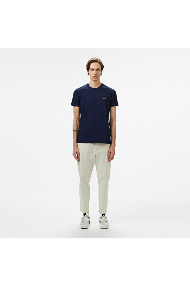 Erkek Slim Fit Bisiklet Yaka Lacivert T-shirt - 6