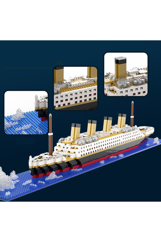 Micro Diamond Small Particle Titanic Building Block Iceberg Scene Desktop Model Boy and Girl Puzz... - 4