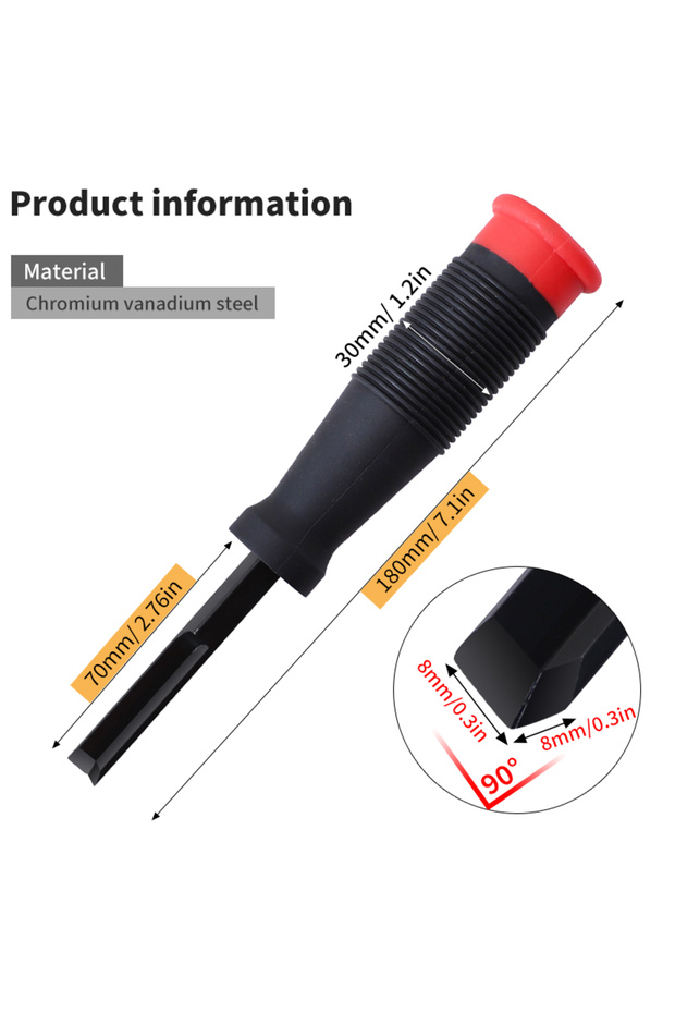 Type B Corner Chisel CR-V 90° Right Angle Cutting Edge with Thick Metal Strike Cap and TPR Handle Hi
