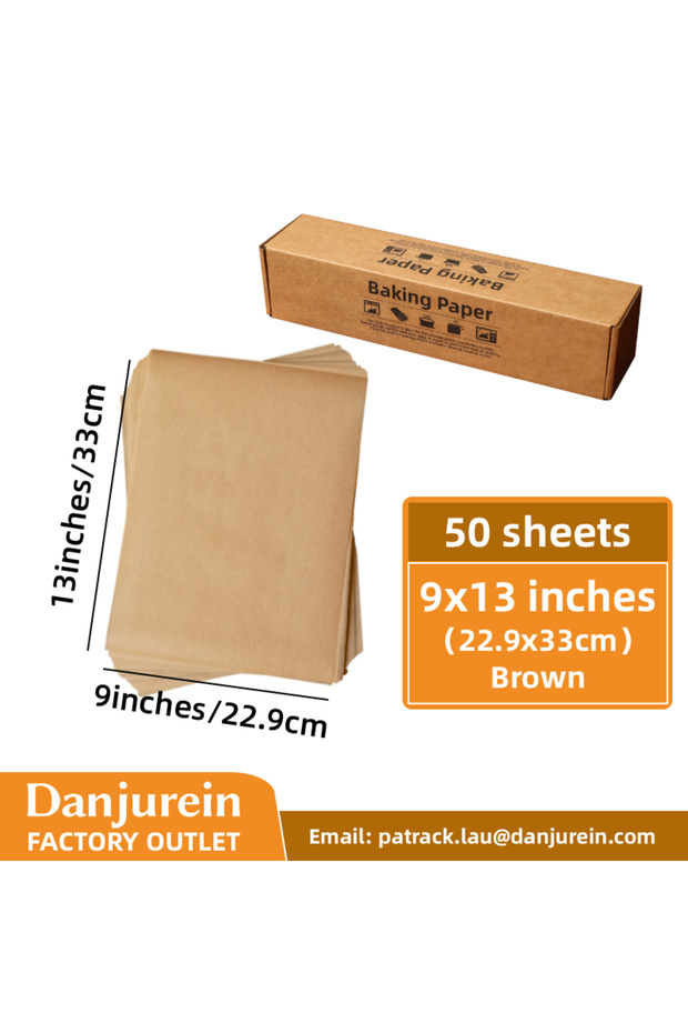 Brown 9x13in 50pcs 4"6"8"9"10"12"16" Baking Paper Parchment Paper Precut Non-Stick Square Grilling F